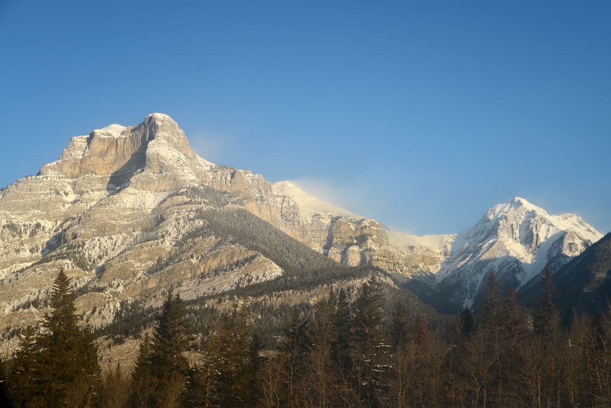 15A Grotto Mountain From Trans Canada Highway Early Morning In Winter At Lac des Arcs On The Drive To Banff